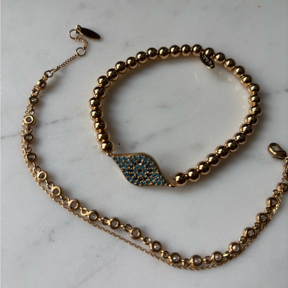 Two Serafina gold bracelets evil eye and dainty crystal - Picture 2 of 2